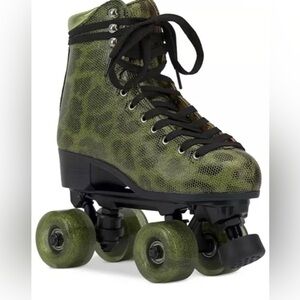JESSICA SIMPSON green animal leopard print Rollstar Roller Skates size 5/35 new‎